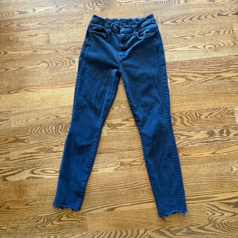MOTHER Gray/Blue Raw Hem Skinny Jean 29